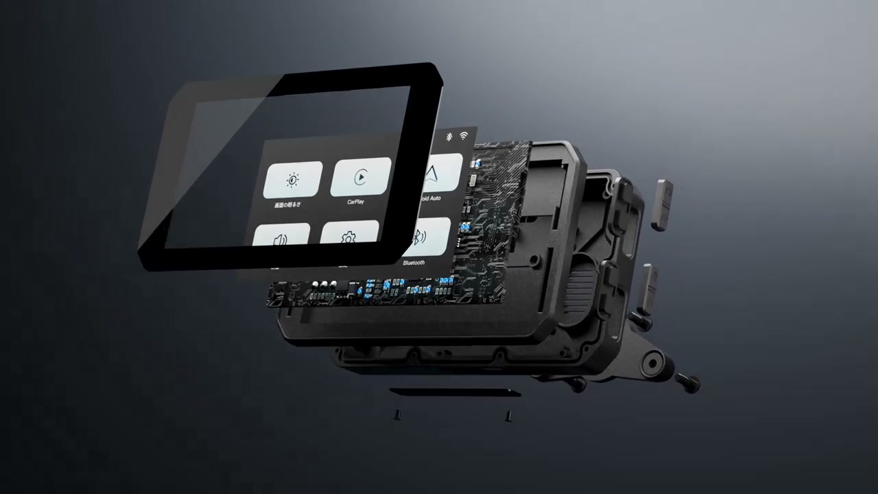 SRD 5 の分解ビュー — ガラス・タッチパネル・基板・筐体